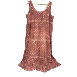 Cleo + Wolf Womens Tiered Sleeveless Boho Polka Dot Dress XXL Rust Cotton Blend